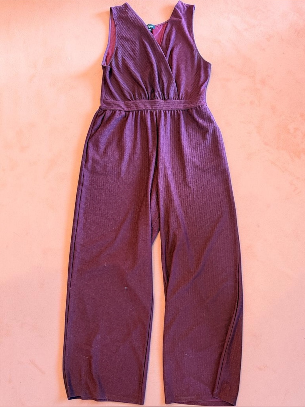 Eclipse Sleeveless Wrap V-Neck Wide-Leg Jumpsuit - Burgundy